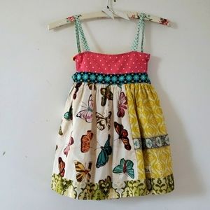 K.Pea Girls Butterflies Multicolor Sleeveless Summer Dresse, Size 5